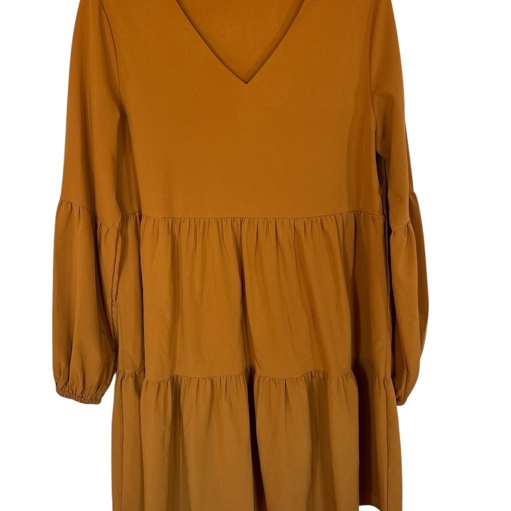 Arolina Women's Long Sleeve Tunic Dress V Neck Casual Loose Fall mustard
